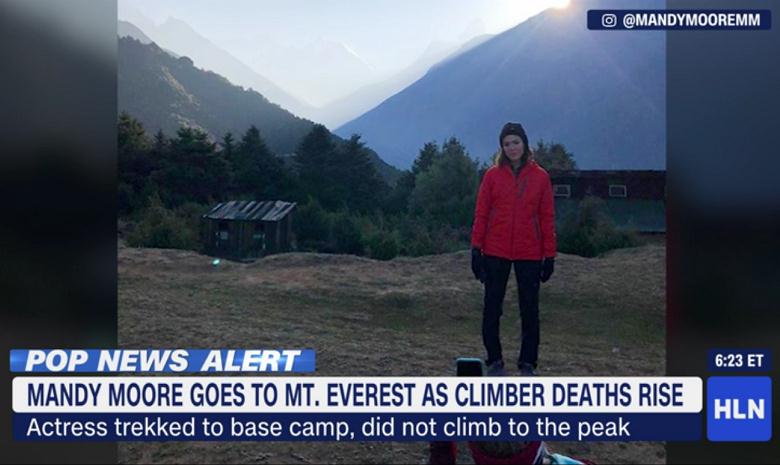 Mandy Moore celebrates reaching Mount Everest base camp