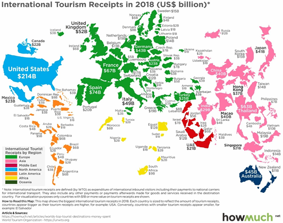 Mapped: top countries by tourist spending