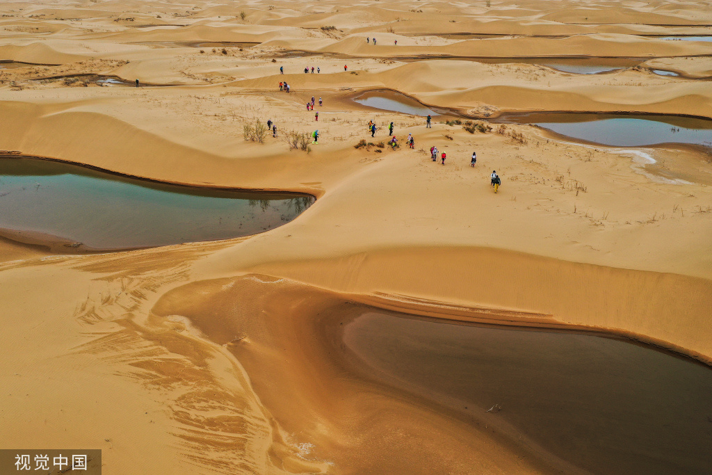 【玩转山地】内蒙古库布其沙漠引黄入沙 沙漠千岛湿地景观壮美